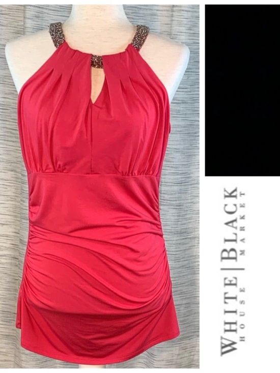 White House Black Market Tops - White House Black Market solid pinkish to reddish sleeveless top.
